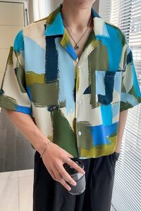 新款冰丝速干轻熟店主风痞帅短袖话衬衫大码衬衫  C606 P40 控58图片