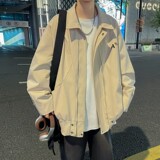 新款秋冬纯色原创大码港风宽松夹克外套男J852P88控128，男装夹克，电商A029