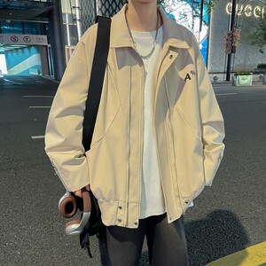 新款秋冬纯色原创大码港风宽松夹克外套男 J852 P88控128图片