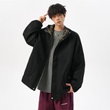 二开秋冬无影墙港风大码绣花拼接连帽夹克外套男J866P78控128，男装夹克，电商A029