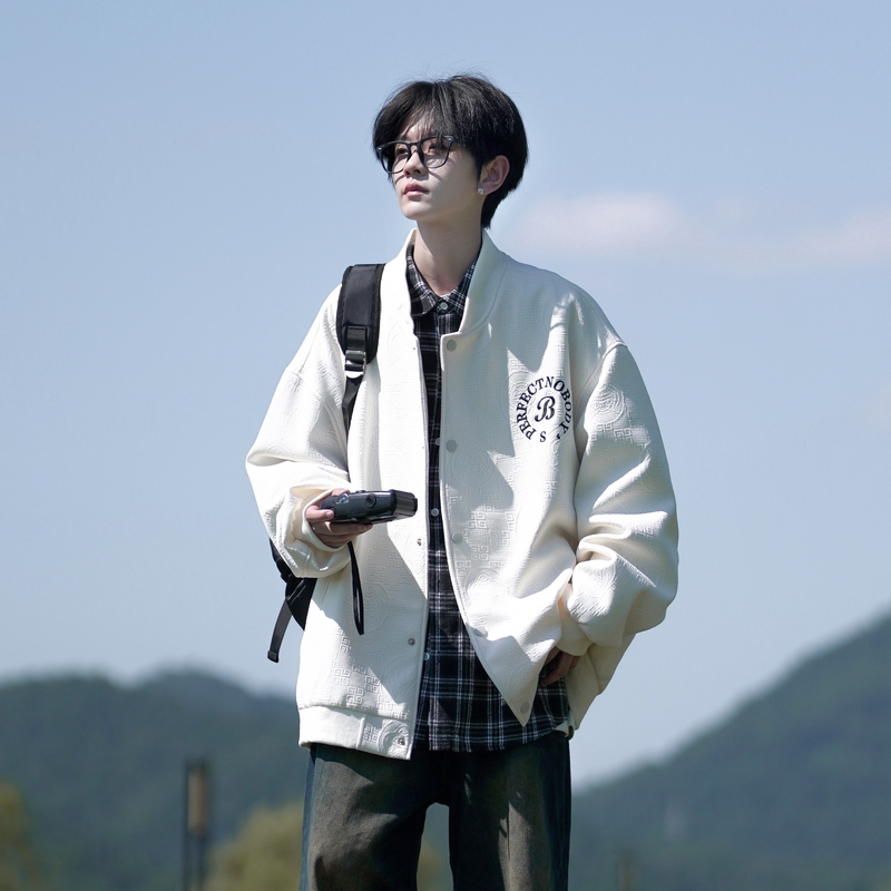 秋冬新款相机片原创大码宽松港风棒球服夹克外套男J836P78控108，男装夹克，电商A029