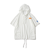 冲锋衣新款大码日系白底连帽短袖T恤卫衣港风装T505p48控68，男装T恤，电商A029