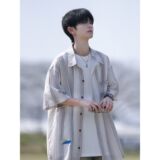 相机片新款港风大码男士短袖衬衫条纹衬衫男C616P45控58，男装T恤，电商A029