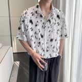 东南亚风轻熟店主风痞帅短袖话衬衫大码港风花衬衫C608P40控58，男装T恤，电商A029