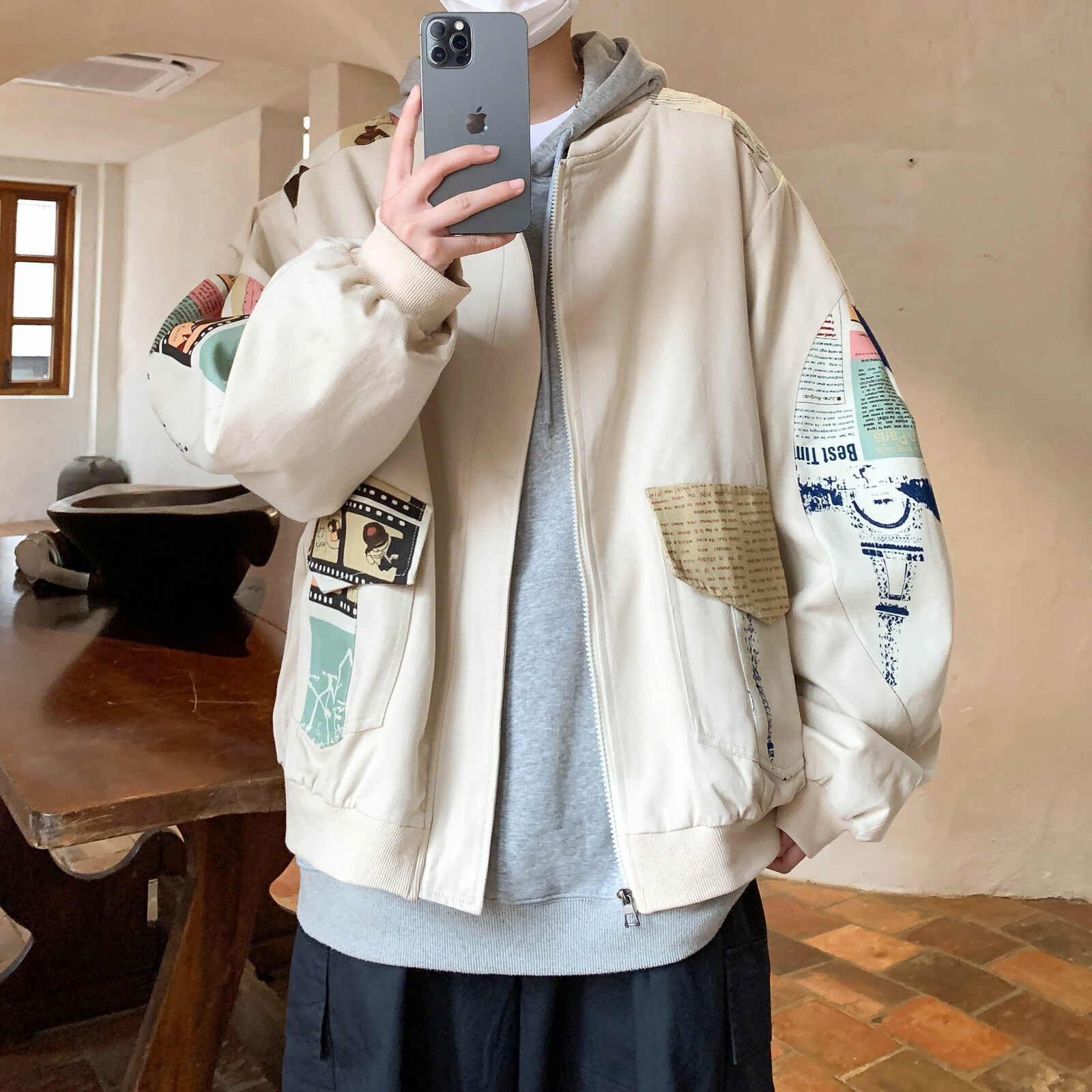 新款抖音直播港风潮流大码拼接夹克外套棒球服J811P78控108，男装夹克，电商A029