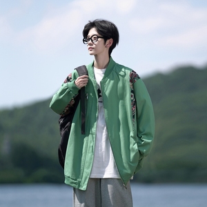 秋冬相机片拼接原创港风大码宽松棒球服夹克外套男 J851 P78控108，男装夹克，电商A029