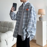 C11延续格子港风大码长袖衬衣条纹衬衫C618P55控78，男装衬衫，电商A029