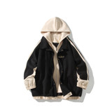 原创抖音港风相机片大码连帽假两件夹克外套男J875P88控138，男装夹克，电商A029