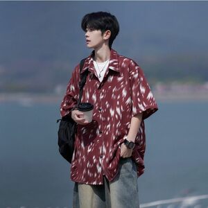 相机片夏季抖音直播港风大码外景短袖衬衫花衬衣 C608 P40 控58图片