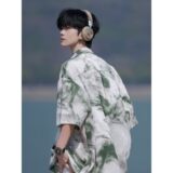 相机片冰丝速干轻熟店主风帅港风花短袖衬衫大码C615P40控58，男装T恤，电商A029