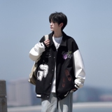 相机片秋冬原创大码宽松港风翻领棒球服夹克外套男J831P88控128，男装夹克，电商A029