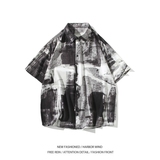 南亚二开港风大码渐变冰丝复古短袖花衬衫花衬衣男C637P40控58，商品下架区，电商A029