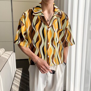 东南亚风冰丝速干轻熟店主风痞帅短袖衬衫大码港风 C607 P40 控58图片