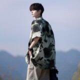 南亚风夏冰丝二开港风大码复古碎花短袖衬衫花衬衣男C658P40控58，男装T恤，电商A029