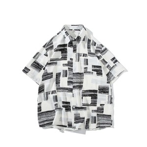 夏季新款港風(fēng)大碼外景短袖襯衫花襯衣條紋襯衫 C609 P40 控58圖片