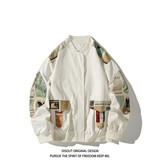 25秋新款白底平铺日系港风潮流大码拼接夹克外套J811P78控108，男装夹克，电商A029