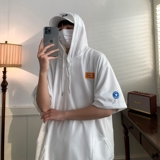 夏季冲锋衣新款大码宽松港风连帽短袖T恤卫衣装T505p48控68，男装卫衣，电商A029