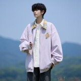 原创抖音相机片港风大码绣花撞色夹克外套棒球服男J871P80控128，男装夹克，电商A029