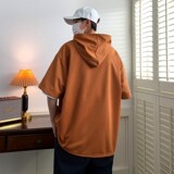 夏季冲锋衣新款大码宽松港风连帽短袖T恤卫衣装T505p48控68，男装T恤，电商A029