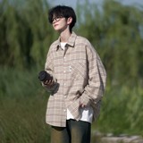 相机片港风大码格子长袖衬衫衬衣男C619P58控78成分棉100，男装衬衫，电商A029