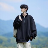 秋冬相机片新款港风大码纯色卫衣外套套头卫衣男V908P55控78，女装短外套，电商A029