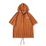 冲锋衣新款大码日系白底连帽短袖T恤卫衣港风装T505p48控68，男装T恤，电商A029