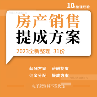 房地产销售薪酬方案奖励管理制度佣金分配提成方案资料