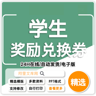 学生奖励兑换券电子版班级教师管理行为鼓励奖罚积分卡券PPT模板