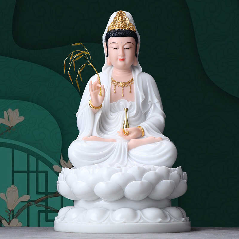 娑婆三圣客厅供佛摆件石雕汉白玉