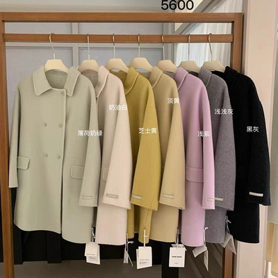 CHITI双排扣中长款双面羊绒大衣