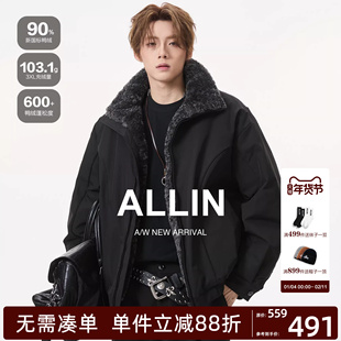 ALLIN 座山雕短款羽绒服男冬季美式解构加厚保暖夹克情侣防寒外套