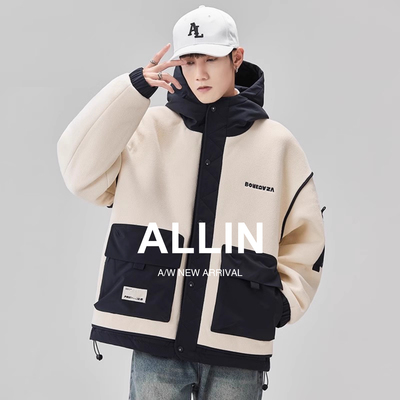 ALLIN潮牌羊羔绒休闲夹克外套