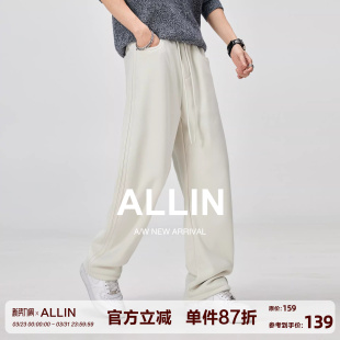 美式 重磅垂感直筒裤 高街休闲裤 潮牌宽松运动卫裤 子男春秋季 ALLIN