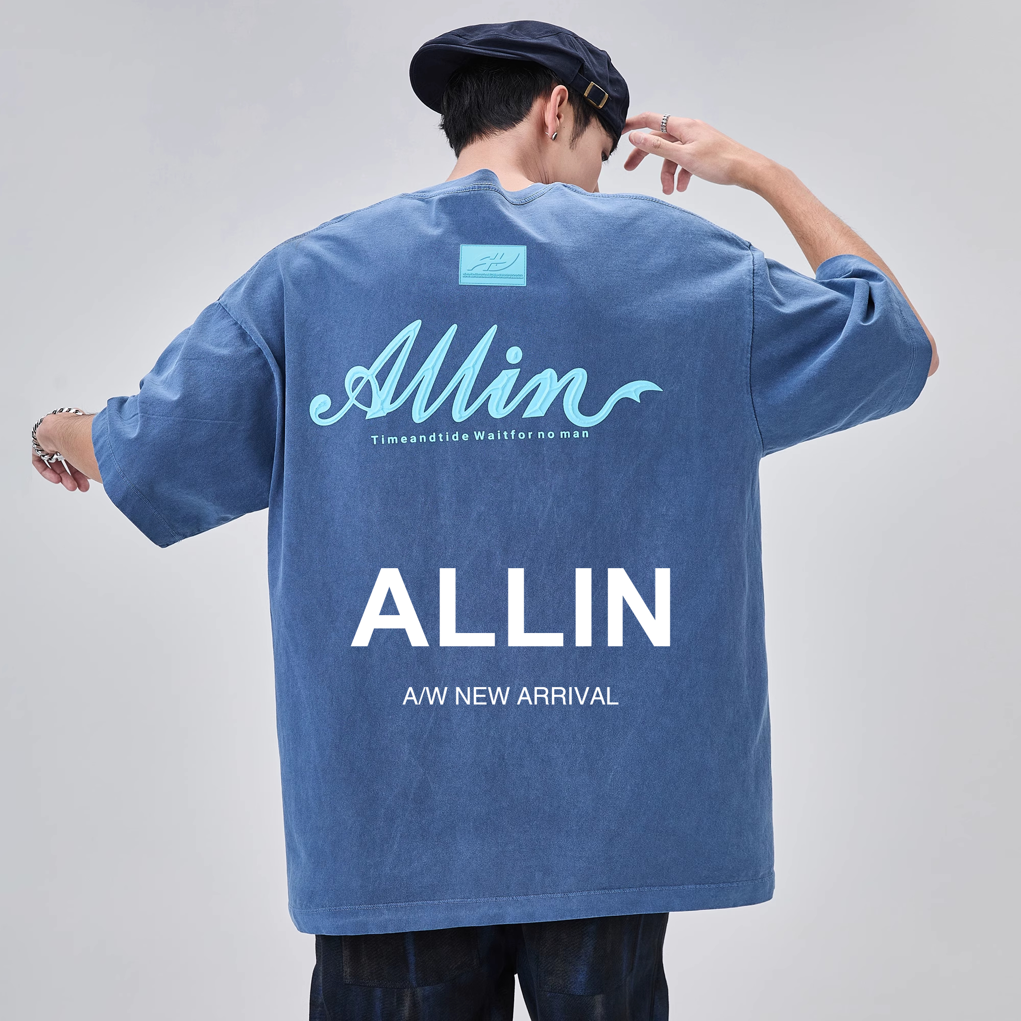 ALLIN品牌LOGO印花纯棉短袖T恤