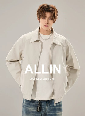 ALLIN 翻领飞行夹克男春秋美式短款廓形休闲潮牌cleanfit情侣外套