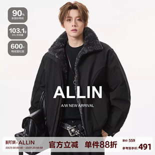 美式 羽绒服男冬季 解构加厚保暖夹克情侣防寒外套 座山雕短款 ALLIN