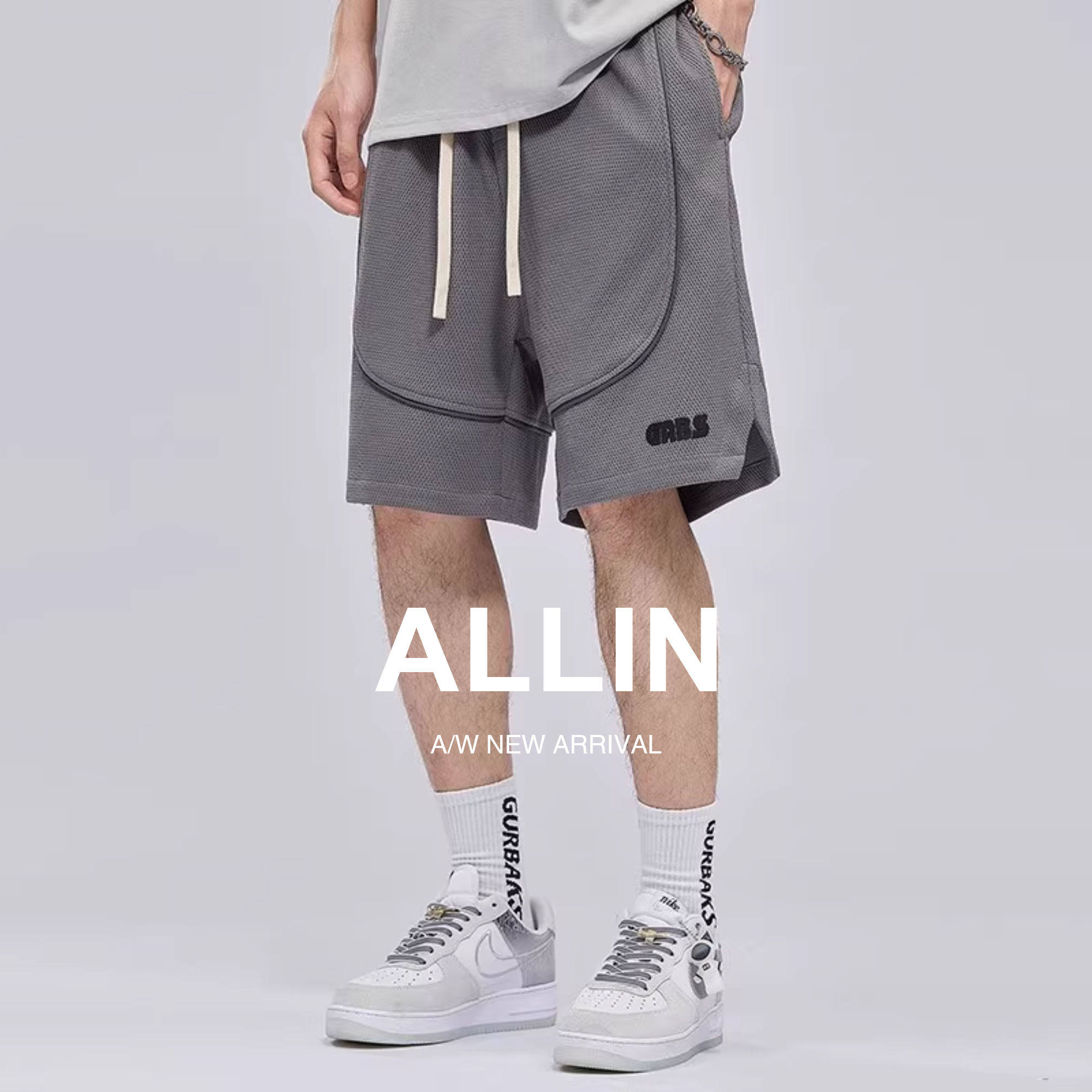 ALLIN 青少年短裤男夏季薄款外穿五分裤潮牌潮流宽松休闲运动裤