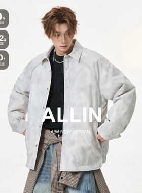 ALLIN 翻领衬衫式90羽绒服男生冬季防寒保暖轻薄夹克休闲情侣外套