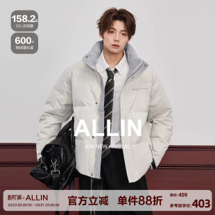 潮牌帅气情侣装 冬季 加厚保暖高级感外套 立领羽绒服男生短款 ALLIN
