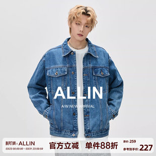 ALLIN 潮牌宽松cleanfit翻领牛仔衣情侣夹克 纯棉牛仔外套男春秋季