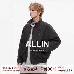 宽松情侣工装 ALLIN 复古短款 美式 外套 巴恩风立领飞行夹克男春秋季