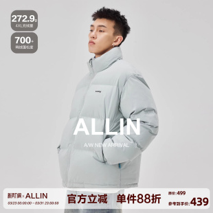 情侣外套 加厚保暖面包服字母刺绣立领短款 ALLIN 鸭绒羽绒服男冬季