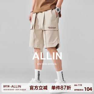 休闲短裤 工装 男夏季 薄款 子 ALLIN 运动五分潮牌高街宽松直筒裤 美式