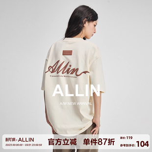 纯棉重磅短袖 潮牌半袖 t恤男女生2026夏季 美式 情侣上衣 新款 ALLIN