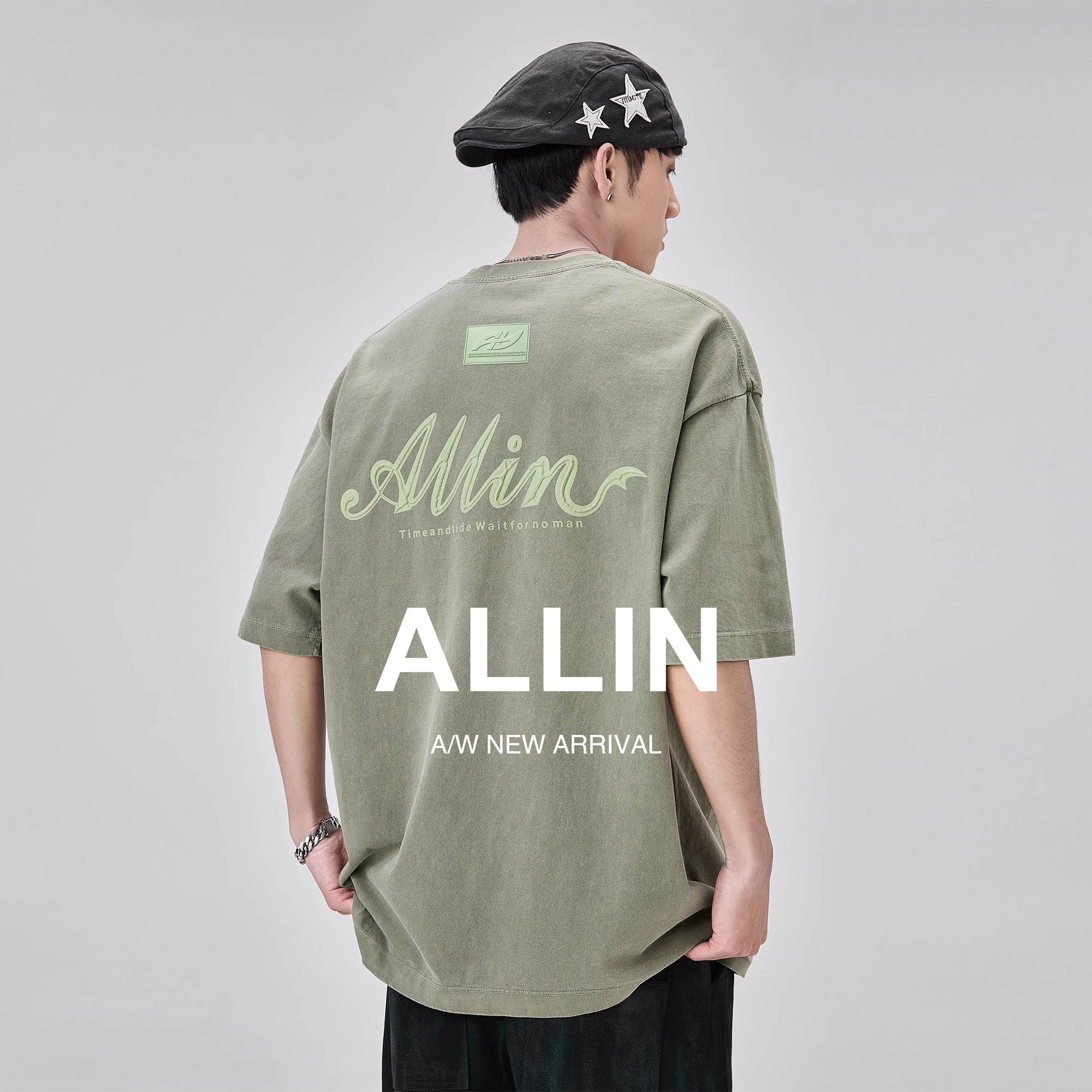 ALLIN品牌LOGO印花纯棉短袖T恤