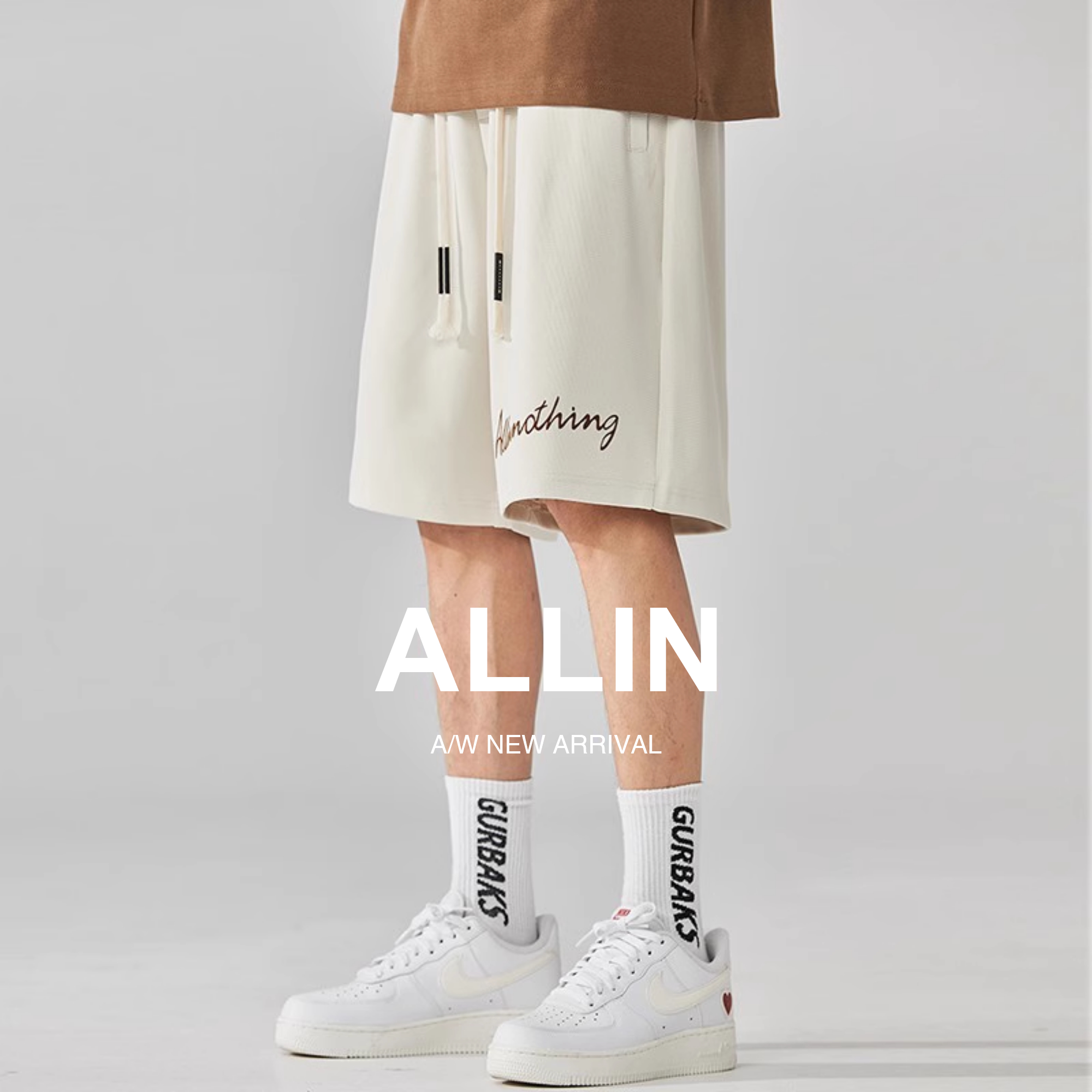 ALLIN纯色简约美式潮牌休闲短裤