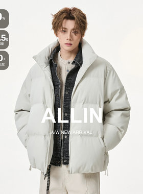 ALLIN 假两件羽绒服男生冬季加厚保暖牛仔拼接外套情侣防寒面包服