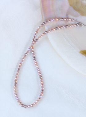 【仙仙专属】S925银4-5mm强光淡水糖果色珍珠项链X502-D925J1017