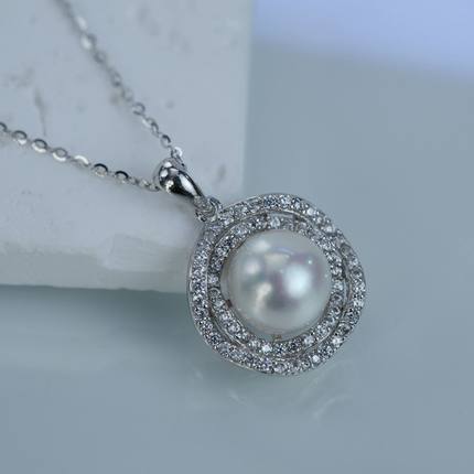 【仙仙专属】925银8-9mm极光淡水无核珍珠太阳花吊坠D925J0479