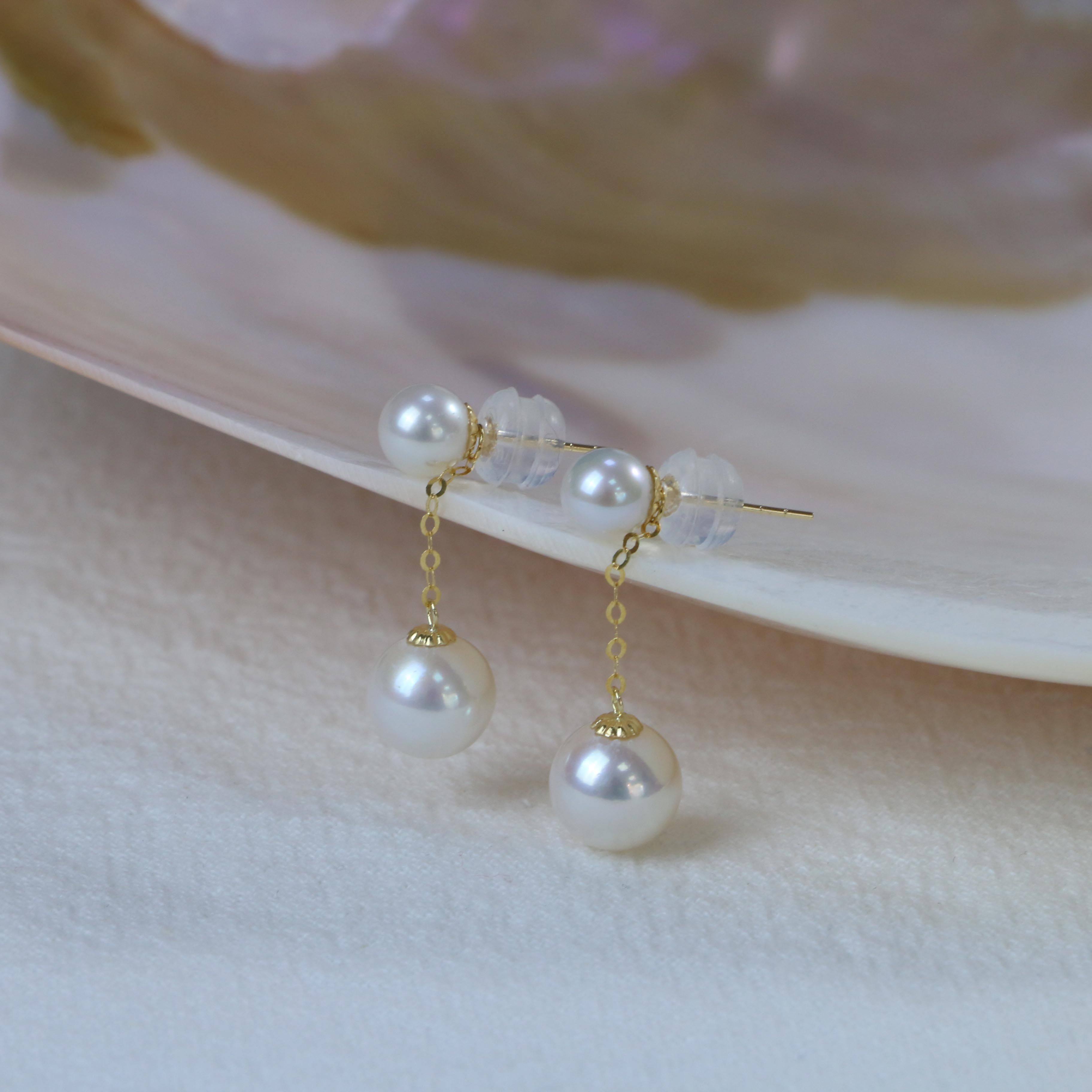 【仙仙专属】18k真金正圆极光7-8mmbaby珍珠耳线（两戴款）R251,珠宝/钻石/翡翠,耳饰,淘宝优惠券,粉丝福利购,淘宝优惠卷